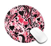 Woltant Pink Leopard Print Heart Round Mouse Mat Smooth Surface Mouse Pad with Non-Slip Rubber Base Small Mousepad for Gaming Office Home
