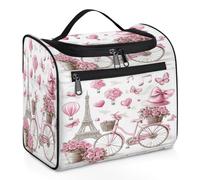 Woltant Pink Parisian Element Large Waterproof Travel Toiletry Bag Hanging Makeup Bag with Hook Travel Wash Bag for Women and Men