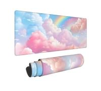 Woltant Rainbow Cloud Large Mouse Mat for Desk 80 X 30cm Gaming Mouse Pad Waterproof Keyboard and Mouse Mat Smooth Surface Desk Mat with Non-Slip Rubber Base for Office Home
