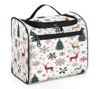 Woltant Snowflake Christmas Tree Elk Large Waterproof Travel Toiletry Bag Hanging Makeup Bag with Hook Travel Wash Bag for Women and Men