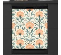 Woltant Teal Flowers Pattern Dishwasher Magnetic Decor Sticker 58 x 66 CM for Refrigerator dishwasher cover for Door Front