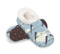 Woltant Winter Warm Plush Slippers for Women and Men Soft Indoor Slippers Non-Slip Rubber Sole Birds On Wire House Bedroom Shoes-XXL