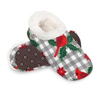 Woltant Winter Warm Plush Slippers for Women and Men Soft Indoor Slippers Non-Slip Rubber Sole Cardinal Bird House Bedroom Shoes-L