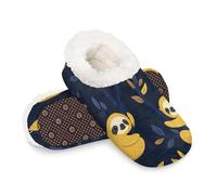 Woltant Winter Warm Plush Slippers for Women and Men Soft Indoor Slippers Non-Slip Rubber Sole Cartoon Yellow Sloths House Bedroom Shoes-XXL