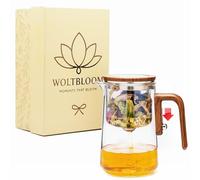 WOLTBLOOM Enchanti Tea Pot - Modern Glass Infuser Teapot - Water Separation Magic Teapot with Heat-Resistant Handle - Elegant Gift Box & Writable Card - Perfect for Loose Leaf Tea - 800 ML (27oz)
