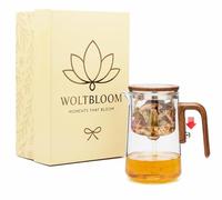 WOLTBLOOM Magic Tea Pot - Modern Glass Infuser Tea pot - Water Separation Enchanted Teapot with Heat-Resistant Handle - Elegant Gift Box & Writable Card - Perfect for Loose Leaf Tea - 1000 ML (34oz)