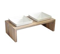 Wolters cat & dog, Replus Meshidai Dog Feeder with Two Bowls in Slate Wood and Ceramic