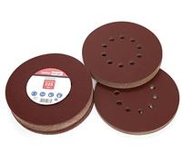 Woltersberger® Pack of 25 Sanding Discs, Diameter 225 mm, Grain Size P220, 10 Holes in red, Sandpaper, Drywall Sander, Long Neck Sander, Sanding Giraffe, Ceiling Sander