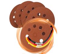 Woltersberger® Pack of 50 Eccentric Sanding Discs, Diameter 125 mm, Grain Size P1200, 8 Holes in Red, for Optimal Sanding, Versatile, Velcro Sandpaper Adhesive