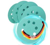 Woltersberger® Pack of 50 Eccentric Sanding Discs, Diameter 125 mm, Grain Size P320, 8 Holes in Green, for Optimal Sanding, Versatile, Velcro Sandpaper Adhesive