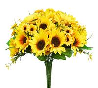 Woltoy 5 Bunches Artificial Sunflower Bouquets, Realistic Artificial Flowers Silk Sunflower for Vase, Outdoor Indoor Home Décor, Weddings, Party Decoration
