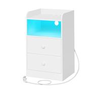WOLTU 1/2x Bedside Table Cabinet 2 Drawers LED Nightstand Storage Unit White