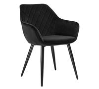 WOLTU 1 X Dining Chairs Black Kitchen Reception Chair Velvet with Padded Seat,Chair with Arms and Back for Counter Lounge Living Room,BH153sz-1
