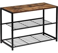 WOLTU 2 Tier Shoe Rack Bench Industrial Style Wooden Shoe Storage Bench & Seat