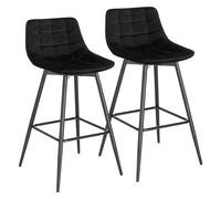 Woltu 2x Bar Stool Breakfast Home Kitchen Pub Barstools Velvet Metal Bar Chairs
