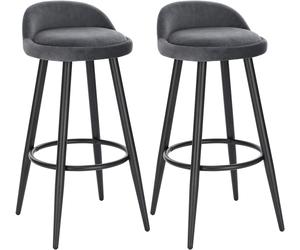 WOLTU 2x Tall Bar Stool, Bar Chair with Backrest, Kitchen Stool, Breakfast Stool