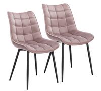 WOLTU Dining Chairs Set of 2, Accent Chairs for Kitchen/Dining Room/Bedroom/Reception Room with Backrest and Upholstered Seat, Velvet, Pink, BH142rs-2