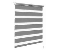 WOLTU #324 Double Duo Roller Blind Clip-Install Blind No Drilling Necessary, Easy Fix, Translucent and Blackout, Fabric, dark grey, 100 x 150 cm