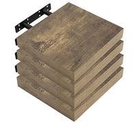 WOLTU 4 Pcs Floating Shelf Wooden Wall Shelves Storage Rustic Brown Display Shelf 25cm Long for Bathroom, Bedroom, Office, Living Room RG9365hov-4