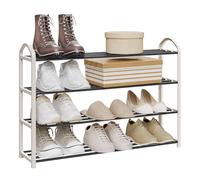 WOLTU 4 Tier Narrow Shoe Rack, Freestanding Space Saving Shoe Storage Shelf, Tool-Free Assembly Adjustable Shoe Organiser for Hallway Entryway Bedroom Corner, Holds 16 Pairs, 79×18×58cm