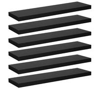 WOLTU 6 Pcs Floating Shelves, 50cm Black Wall Shelf, Bookshelf | MDF Wooden Shelving Boards, Hanging Screw Mounted Showcase & Organiser for Living Room, Bedroom, Kitchen, Office
