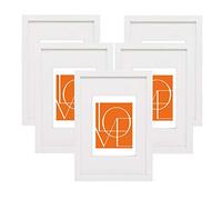 WOLTU A4 Picture Frames, 5 Pack Matted for 21x29 inch Photo Frames, MDF Frame with Perspex Front, Free Standing and Wall Mountable, White