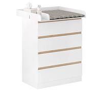 WOLTU Baby Changing Table with 4 Drawers, Dresser Unit for Nursery and Bedroom, MDF + Particleboard, White, WT008ws