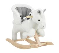 WOLTU Baby Rocking Horse, for 1-3 Years Old, White and Grey | With Sound and Seat Safety Belt, Wooden Toddler Rocking Animal, Plush Ride-on Horse Kid Rocker