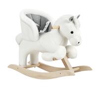 WOLTU Baby Rocking Horse Wooden Toddler Rocker with Seatbelt Kid Ride-on Rocking Animal for 1/2/3 Years Old, White and Grey