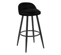 WOLTU Bar Stool, Breakfast Barstool, Kitchen island Counter Stool with Low Back and Footrest, Velvet Stool, Metal Frame, Black, BH296sz-1-UK