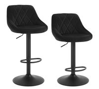 WOLTU Bar Stools Black Bar Chairs Breakfast Dining Stools for Kitchen Island Counter Bar Stools Set of 2 pcs Velvet Exterior, Adjustable Swivel Gas