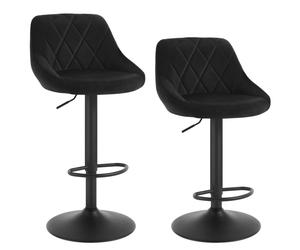 WOLTU Bar Stools Black Bar Chairs Breakfast Dining Stools for Kitchen Island Counter Bar Stools Set of 2 pcs Velvet Exterior, Adjustable Swivel Gas