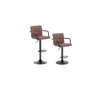 WOLTU Bar Stools Dark Brown Bar Chairs Breakfast Dining Stools for Kitchen Island Counter Bar Stools Set of 2 pcs Amrests/Faux Leather Exterior/A