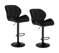 WOLTU Bar Stools Set of 2 Bar Chairs Breakfast Dining Stools for Kitchen Island Counter Black Velvet Barstools, Adjustable Swivel Gas Lift, Metal Footrest & Black Base