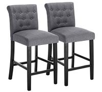 WOLTU Bar Stools Set of 2, Breakfast Barstools with Back and Footrest for Kitchen Counter, Dark Grey