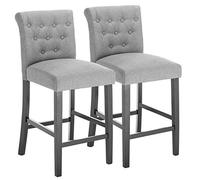WOLTU Bar Stools Set of 2, Breakfast Barstools with Back and Footrest for Kitchen Counter, Light Grey