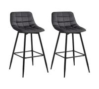 WOLTU Bar Stools Set of 2, Breakfast Kitchen Counter Barstools with Backrests and Footrests, Velvet, Dark Grey
