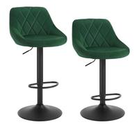 WOLTU Bar Stools Set of 2, Swivel Breakfast Barstools, Velvet, Dark Green | Height Adjustable, Upholstery, Metal Footrest and Base, for Kitchen Island Counter