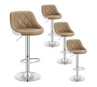 WOLTU Bar Stools Set of 4, Breakfast Bar Chairs, Height Adjustable Swivel Dining Stools for Kitchen Island Home Pub Bistro Barstools with Footrest, Faux Leather, Khaki
