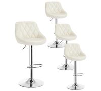 WOLTU Bar Stools Set of 4, Breakfast Bar Chairs, Height Adjustable Swivel Dining Stools for Kitchen Island Home Pub Bistro Barstools with Footrest, Faux Leather, Cream