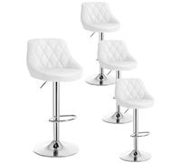 WOLTU Bar Stools Set of 4, Breakfast Bar Chairs, Height Adjustable Swivel Dining Stools for Kitchen Island Home Pub Bistro Barstools with Footrest, Faux Leather, White