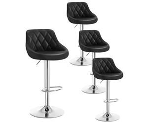WOLTU Bar Stools Set of 4, Breakfast Bar Chairs, Height Adjustable Swivel Dining Stools for Kitchen Island Home Pub Bistro Barstools with Footrest, Faux Leather, Black