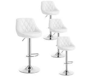 WOLTU Bar Stools Set of 4, Breakfast Bar Chairs, Height Adjustable Swivel Dining Stools for Kitchen Island Home Pub Bistro Barstools with Footrest, Faux Leather, White