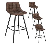 WOLTU Bar Stools Set of 4, Breakfast Kitchen Counter Barstools with Backrests and Footrests, Faux Leather, Brown