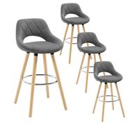 WOLTU Bar Stools Set of 4, Breakfast Stools with Footrest and Backrest for Kitchen Counter Pub, Linen Seat, Dark Grey