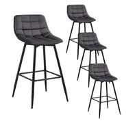 WOLTU Bar Stools Set of 4, Breakfast Velvet Barstools, Dark Grey | with Backrest and Footrest, for Kitchen Counter