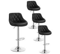 WOLTU Bar Stools Set of 4, Swivel Breakfast Barstools, PU, Black Silver