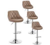 WOLTU Bar Stools Set of 4, Swivel Breakfast Barstools, PU, Khaki