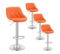 WOLTU Bar Stools Set of 4, Swivel Breakfast Barstools, PU, Orange | Height Adjustable, Upholstery, Metal Footrest and Base, for Kitchen Island Counter