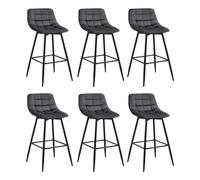 WOLTU Bar Stools Set of 6, Breakfast Kitchen Counter Barstools with Backrests and Footrests, Velvet, Dark Grey